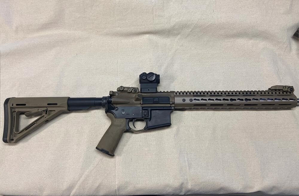 An illegal home-built rifle BEFORE firearm destruction in California.